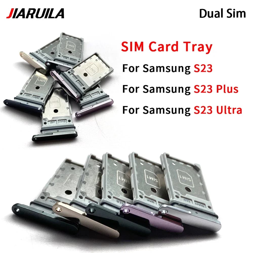 Dual Card Micro Nano SIM Card Holder Tray chip slot Holder Adapter Socket Parts For Samsung S23 / S23 Plus / S23 Ultra