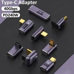 5A Type-C OTG Adapter 240W Fast Charging Data Converter USB4.0 40Gbps Support 8K 60Hz USB C 90/180 Degree Elbow Adapter