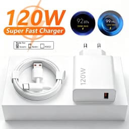 120W EU Fast USB Wall Charger For Xiaomi 12 13 14 15 17 Pro Redmi Note 11 12 13 14 POCO X6 X7 X8 Pro Type C Turbo Charging Cable