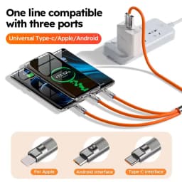 3 in 1 USB Cable 6A 120W USB Cable Fast Charging Data Cord For Iphone Samsung Huawei Xiaomi Multi Port Multiple Charging Wire