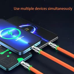 3 in 1 USB Cable 6A 120W USB Cable Fast Charging Data Cord For Iphone Samsung Huawei Xiaomi Multi Port Multiple Charging Wire