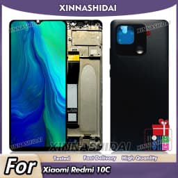 6.71"Tested For Xiaomi Redmi 10C LCD Display Touch Screen Frame and Battery Cover Assembly For Redmi 10C Display Replacement