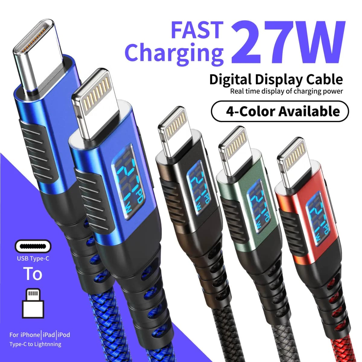 USB Cable For iPhone 14 13 12 11 Pro Max iPhone USB Cable Fast Charging For iPhone X XR 8 USB Type C to Lightning Cable