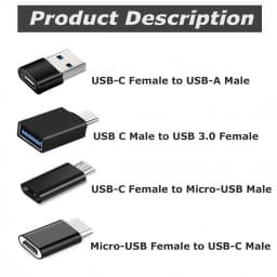 Set of 8 USB 3.0 to USB-C Adapters – Type C Male/Female OTG Converter for Laptops, Vehicles, Phones, And Pcs (Comes with Micro
