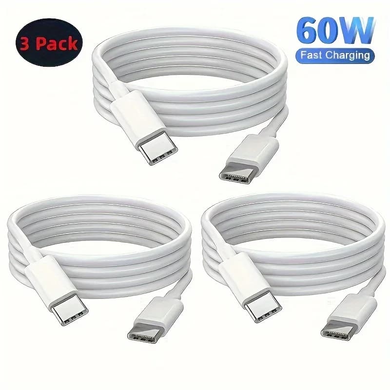 3Pack USB C to USB C Charging Cable 1M 2M 3M 60W Type C to Type C Fast Charger Cord for iPhone 15 16 15 16 Pro Max