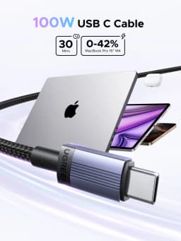 UGREEN PD 100W Cable USB C Fast Charging Cable 5A for Laptop MacBook iPad iPhone 17 16 Xiaomi Samsung S25 Type-C Data Cord
