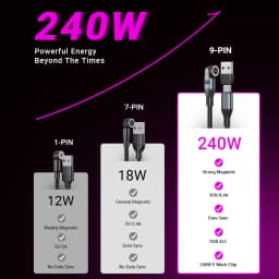 AUFU 240W Magnetic Type C Cable PD3.1 Supercharge for MacBook PC Samsung Xiaom iPhone 5A Fast Charging USB-C Magnet Charger Wire