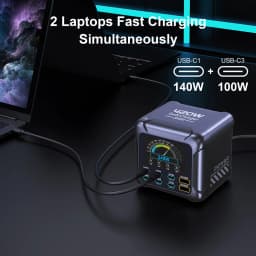 Ubigbuy 420W GaN Charger PPS PD3.1 140W USB Type C Charger Digital Display Fast Charging Station for MacBook iPhone 17 Samsung