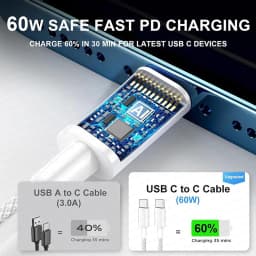 For Apple Original PD 60W Fast Charging Charger Cable For iPhone 17 16 15 14 13 12 11 Pro Max USB Type C Lightnings Charge Cable