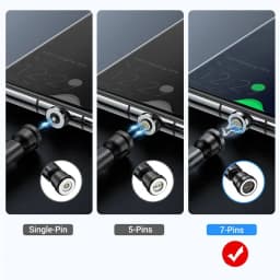7Pin 3A USB-A Type C Magnetic Plug Tips Fast Charging Cable Adapter For Samsung Magnet Charger 360° Degree Rotation Connector