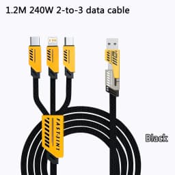 3 In 2 240W Fast Charging Cord For Micro USB Type C Charger Cable 1.2m Multi Usb Port Multiple Usb Charg Cord For iPhone Huawei