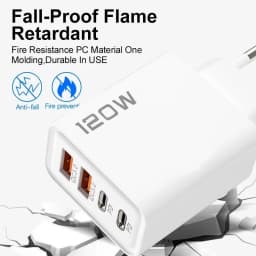 120W Fast Charger 4 Port USB Type C Charging Fast Charger Power Adapter For iPhone 14/13/12 Series Samsung Galaxy Huawei Charge