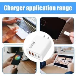 120W Fast Charger 4 Port USB Type C Charging Fast Charger Power Adapter For iPhone 14/13/12 Series Samsung Galaxy Huawei Charge