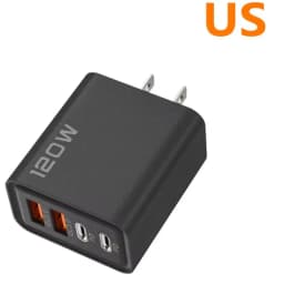 120W Fast Charger 4 Port USB Type C Charging Fast Charger Power Adapter For iPhone 14/13/12 Series Samsung Galaxy Huawei Charge