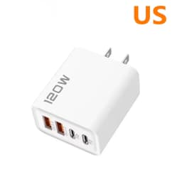 120W Fast Charger 4 Port USB Type C Charging Fast Charger Power Adapter For iPhone 14/13/12 Series Samsung Galaxy Huawei Charge