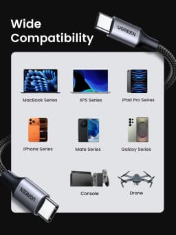 UGREEN PD3.0 60W USB Type-C to USB-C Fast Charging Cable for iPhone 17 16 MacBook Air iPad Samsung Xiaomi USB Fast Charger Cord