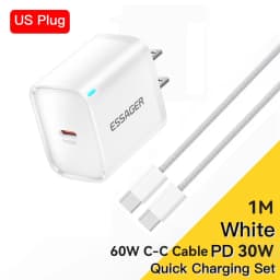 Essager Mini 30W Type C Charger Set For iPhone 16 15 Xiaomi PD 20W Lightning Cable Travel Chargers For iPhone 14 13 12 iPad Pro
