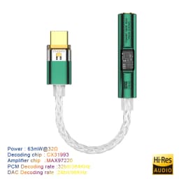 DAC USB C to 3.5mm Jack Audio Aux Adapter Type C Headphone Amplifier HiFi Earphone Converter CX31993 MAX97220 Digital Decoding