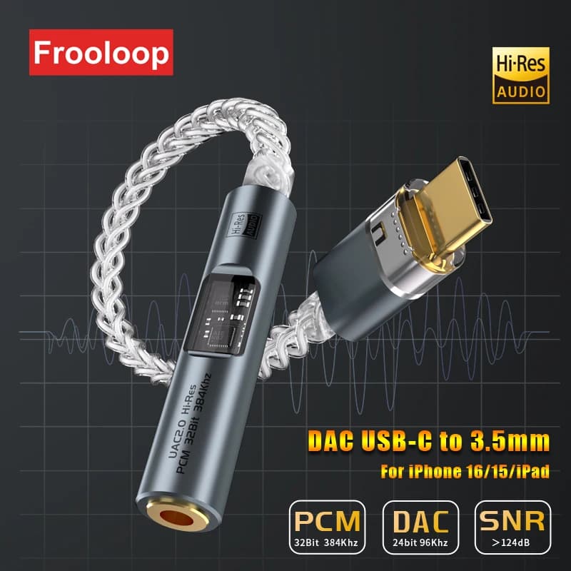 DAC USB C to 3.5mm Jack Audio Aux Adapter Type C Headphone Amplifier HiFi Earphone Converter CX31993 MAX97220 Digital Decoding