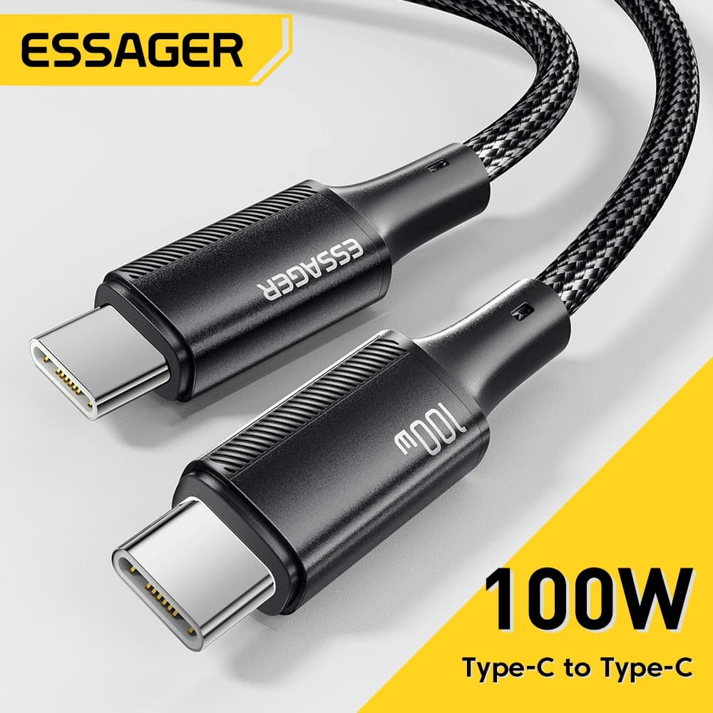 Essager 100W USB C To USB Type C Cable 5A PD Fast Charging Cord USB Type C Cable For iPhone 15 iPad MacBook Xiaomi Samsung Huawe