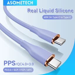 ASOMETECH 1M/2M USB C To Type C Cable PD 60W Fast Charging Wire USB-C Charger Data Cord For Macbook Samsung Xiaomi Type-C Cable