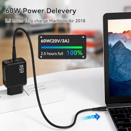 ASOMETECH 1M/2M USB C To Type C Cable PD 60W Fast Charging Wire USB-C Charger Data Cord For Macbook Samsung Xiaomi Type-C Cable