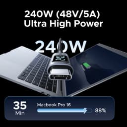 UGREEN USB-C Cable 240W Digital Display Screen PD3.1 Type-C Cord for Laptop MacBook iPhone 17 Samsung S25 arger USB Type C Cable
