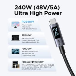 UGREEN USB-C Cable 240W Digital Display Screen PD3.1 Type-C Cord for Laptop MacBook iPhone 17 Samsung S25 arger USB Type C Cable