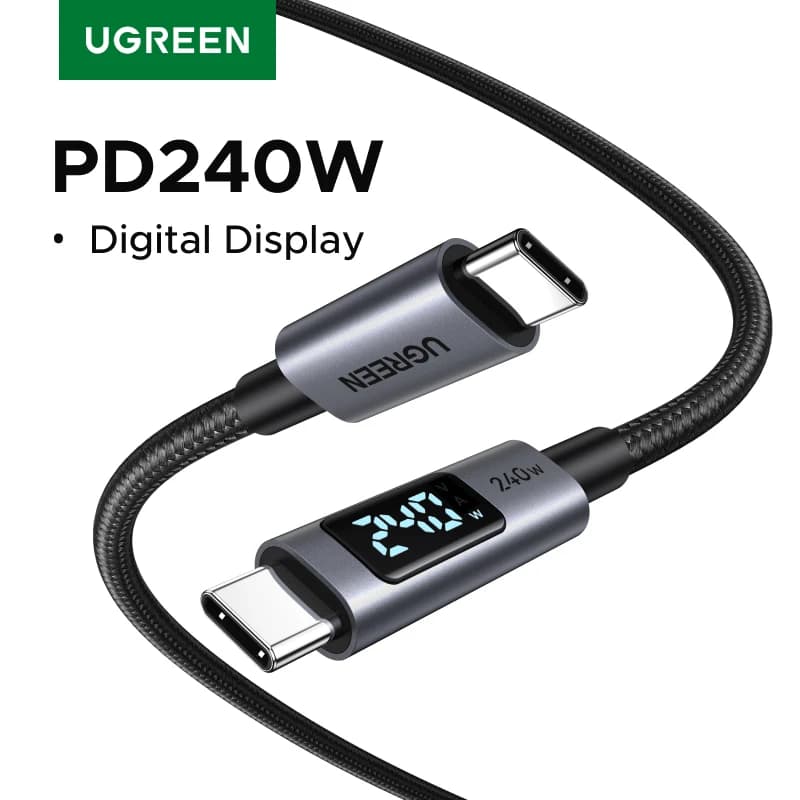 UGREEN USB-C Cable 240W Digital Display Screen PD3.1 Type-C Cord for Laptop MacBook iPhone 17 Samsung S25 arger USB Type C Cable