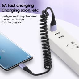 6A Elbow USB Type C Spring Short Cable 20cm to 1m 66W 100W Dual Type C Fast Charging Cable Wire For iPhone 15 16 Samsung Xiaomi