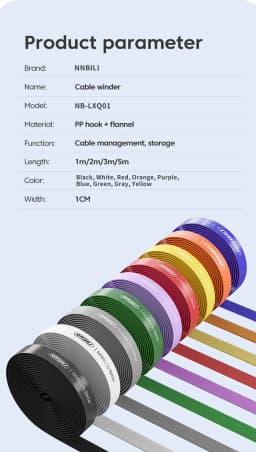 NNBILI Data Cable Management Strap Reusable Detachable Can Be Cut Freely Multifunctional Strap Fixed Storage Accessories