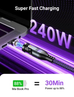 AUFU 240W Magnetic Type C Cable PD3.1 for MacBook Samsung Xiaomi iPhone 180° Rotating 5A Fast Charging USB C Magnet Charger Wire