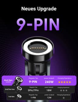 AUFU 240W Magnetic Type C Cable PD3.1 for MacBook Samsung Xiaomi iPhone 180° Rotating 5A Fast Charging USB C Magnet Charger Wire