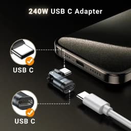 16-Pin USB C to Type C Magnetic OTG Adapter PD240W USB C Fast Charging Data Converter for iPhone 15 MacBook Pro Samsung Xiaomi