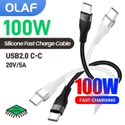 PD 100W Fast Charging Silicone Type C to Type C Cable 0.25/0.5M Short USB C Data Cord For iPhone 15 16 Samsung Notebook iPad