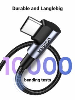 UGREEN Dual 90° Right-Angle USB C Cable L-Shaped Cord for iPhone 17 Samsung Xiaomi QC3.0 Type-C Fast Charging Gaming Data Cable