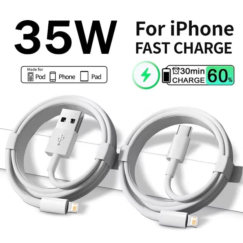 35W PD Fast Charging USB C Cable For iPhone 6 6S 7 8 14 Plus 11 12 13 14 Pro Max X XR XS Max SE Quick Charge USB Data Sync Cable