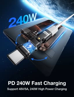 AUFU 240W Type C Adapter 16Pin USB-C to Type-C Fast Charging Cable Magnetic USB C Female Converter for Macbook iPhone 16 15 Xiao