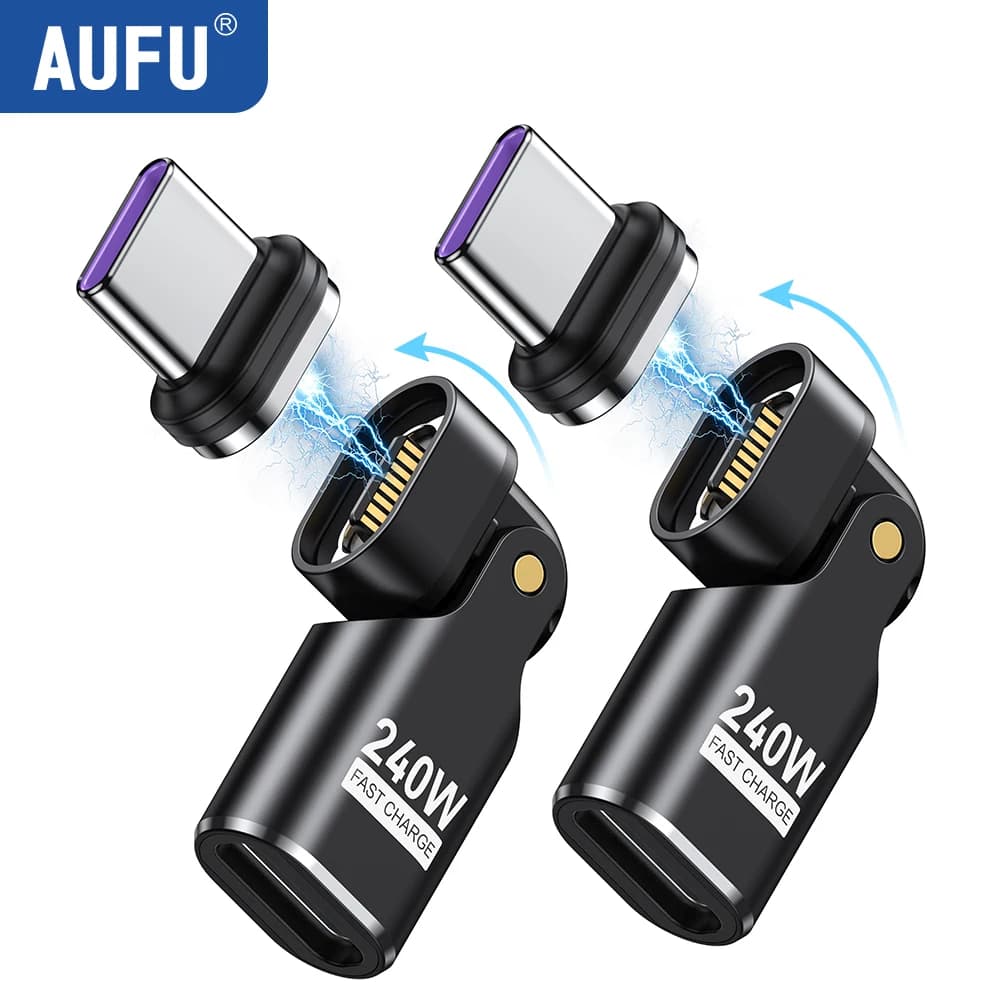 AUFU 240W Type C Adapter 16Pin USB-C to Type-C Fast Charging Cable Magnetic USB C Female Converter for Macbook iPhone 16 15 Xiao