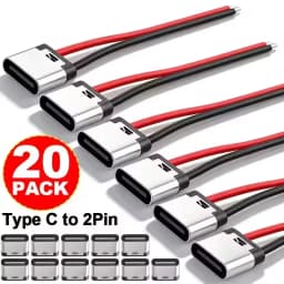 5-20PCS Type-C 2Pin Solder Wire Waterproof USB C Pigtail Cable Extension Power Cord Plug-in Board Quick Charging USB-C Connector