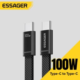 ESSAGER 100W USB C To Type C Slim Cable 5A PD Fast Charging for MacBook iPhone 17 16 Pro Max iPad Xiaomi Laptops USB-C Data Cord