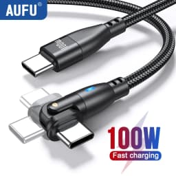 AUFU USB Type C Cable 5A PD100W Fast Charging Charger Wire Cord for MacBook Pro Xiaomi iPad Samsung 180° Rotate USB-C Cable