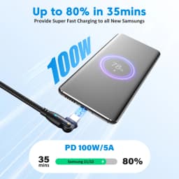 AUFU USB Type C Cable 5A PD100W Fast Charging Charger Wire Cord for MacBook Pro Xiaomi iPad Samsung 180° Rotate USB-C Cable