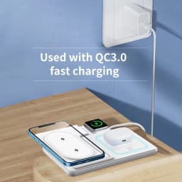 KEBIDUMEI 3 IN 1 Fast Magnetic Wireless Charger Stand Foldable Charging Station for Phone 18 17 16 15 Apple Watch Headphones
