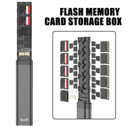 BUDI 30 In 1 Up Memory Card Storage Box Memory Card Organizer Case Storage Flash Memory Card Storage Box Phone Holder