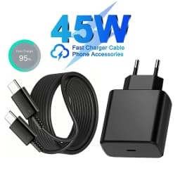 45W USB-C EU Super Fast Charger For Samsung S21 S22 FE S23 S24 Plus S25 S26 Ultra A36 A55 A56 Dual Type C Quick Charging Cable