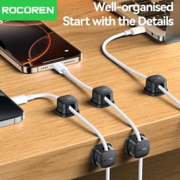 ROCOREN Magnetic Cable Organizer Self Adhesive Wire Holder Under Desk Adjustable Cable Management Wire Keeper Cable Holder Clips