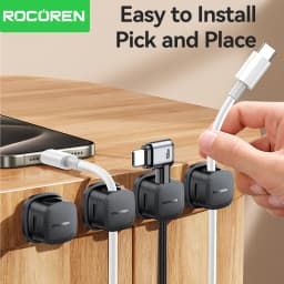 ROCOREN Magnetic Cable Organizer Self Adhesive Wire Holder Under Desk Adjustable Cable Management Wire Keeper Cable Holder Clips
