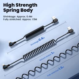 Dual Elbow Type C Cable 6A Fast Charge Short Spring Data Cable For Samsung Xiaomi Retractable USB To Lightning Cable For iPhone