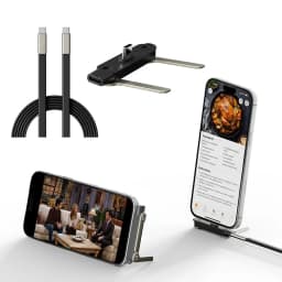 240W PD Fast Charging Type-C Cable USB-C to USB-C with Foldable Stand Phone Adapter Silicone Cord for iPhone 17
